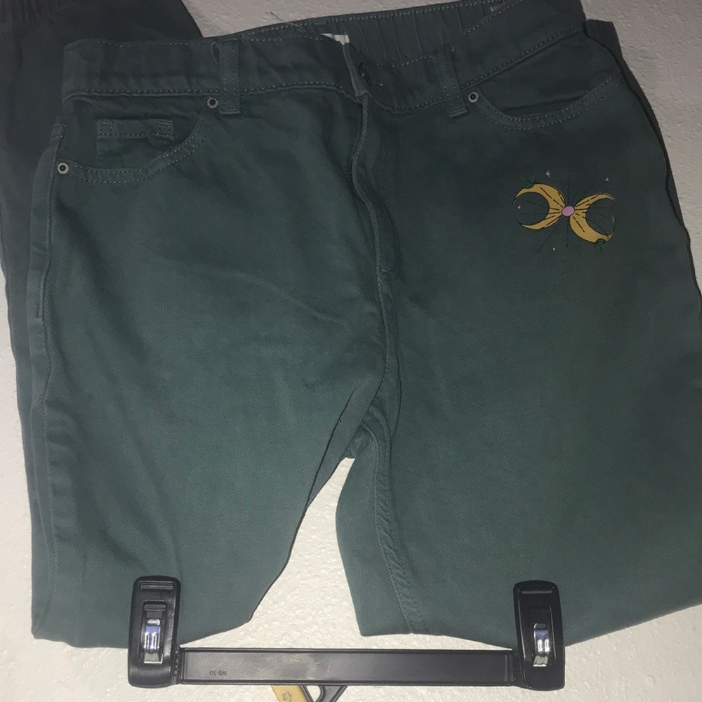 PacSun Teal Pants with Moon Design